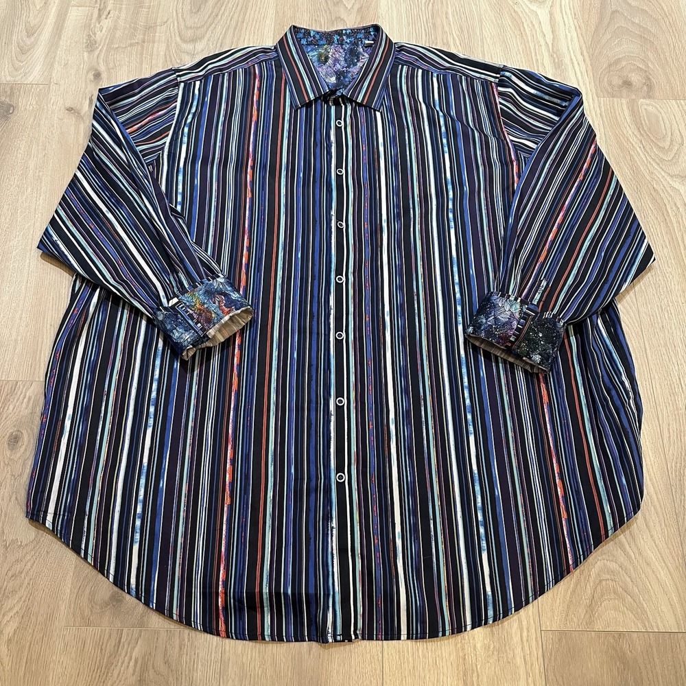 Robert Graham Men's 4XLT Long Sleeve Striped Shirt – Artist Edition Colorful